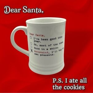 White Christmas Mug with Santa Message by Fringe